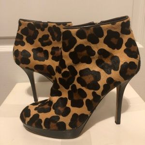 Christian Dior Calf Hair Leopard Ankle Boots